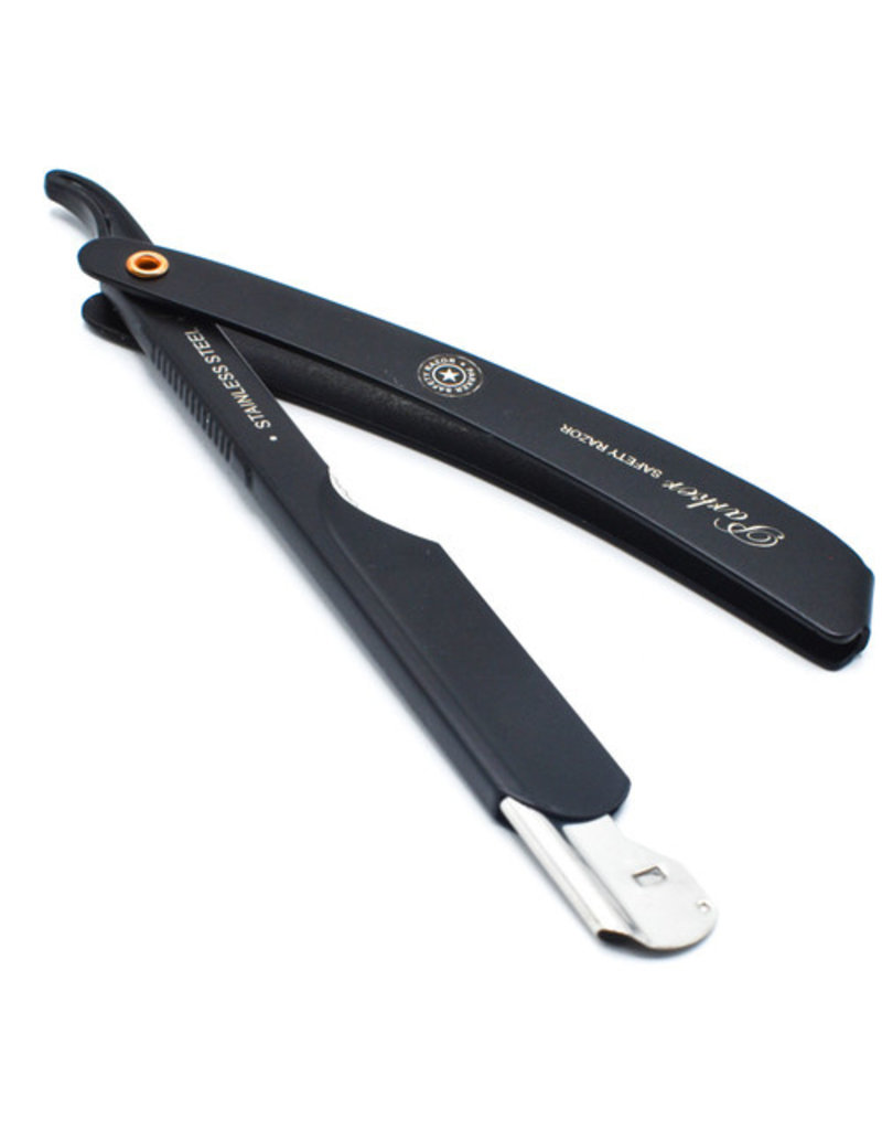 Parker Parker Straight Edge Barber Razor | PTABK | Adjustable Stainless Steel W/ Black Finish