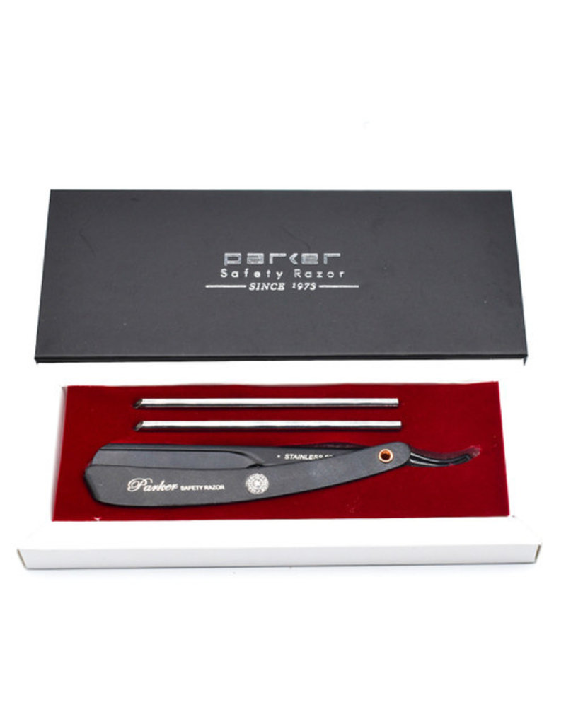 Parker Parker Straight Edge Barber Razor | PTABK | Adjustable Stainless Steel W/ Black Finish