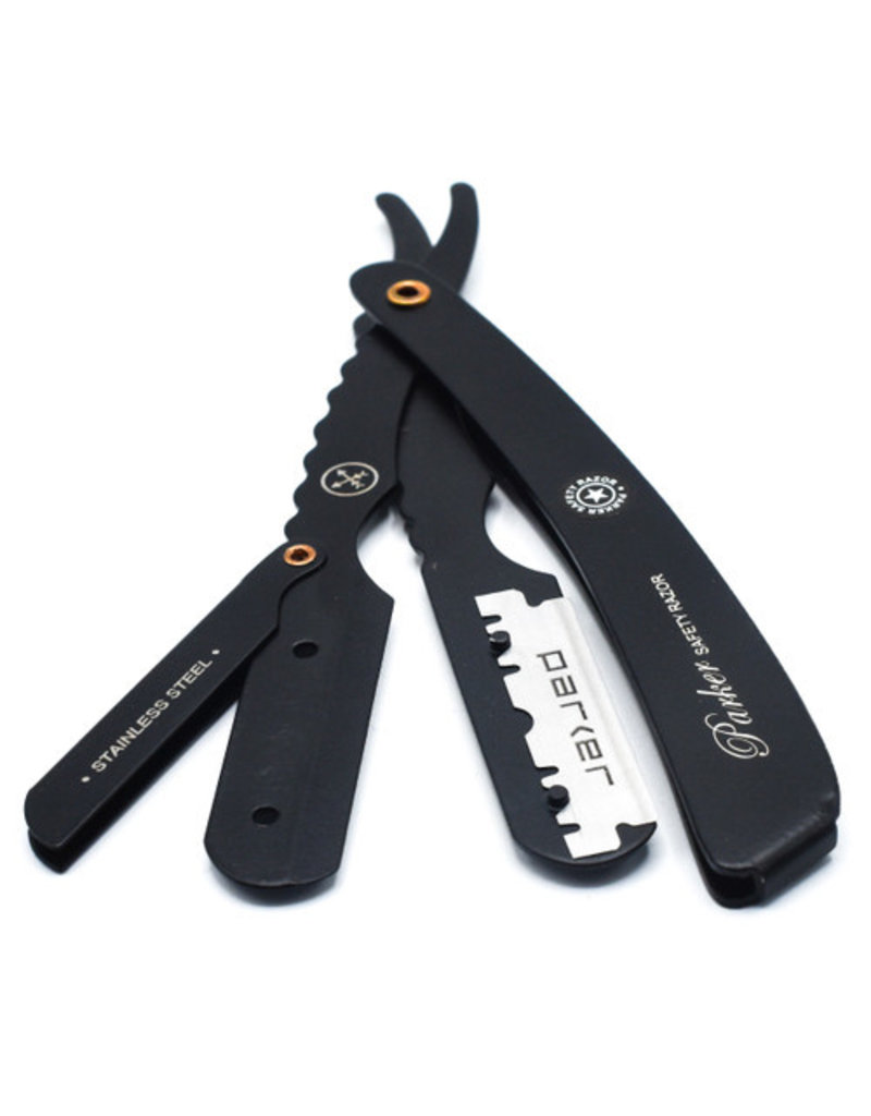 Parker Parker Straight Edge Barber Razor | SRXBLK | Heavy Duty Stainless Steel W/ Black Finish