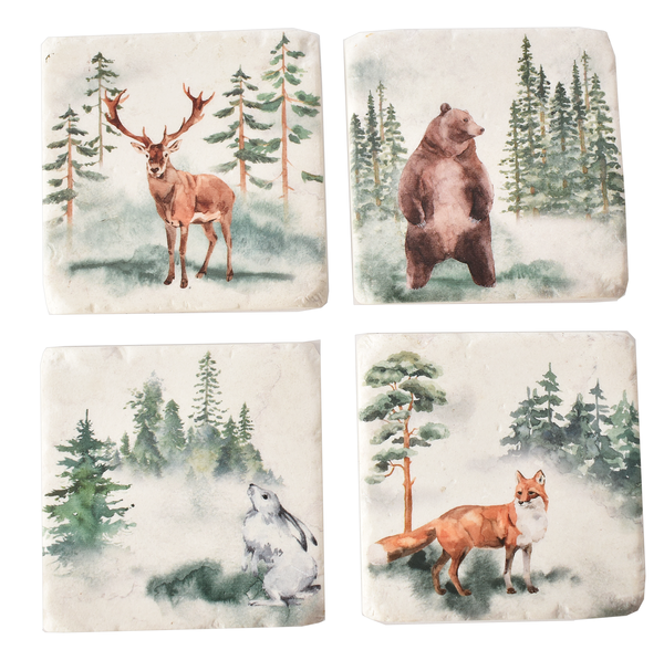 Coaster Set Woodland Animals