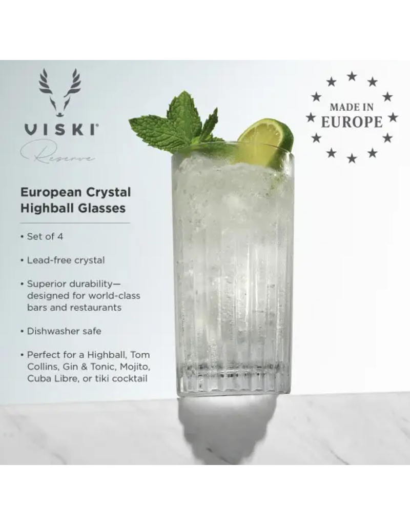 Viski European Crystal Highball Tumbler Glass Set