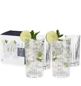 Viski European Crystal Highball Tumbler Glass Set