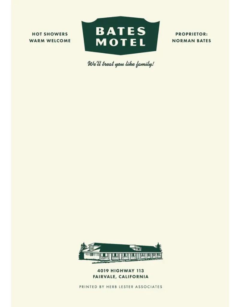 Fictional Hotel Notepad | The Bates Motel