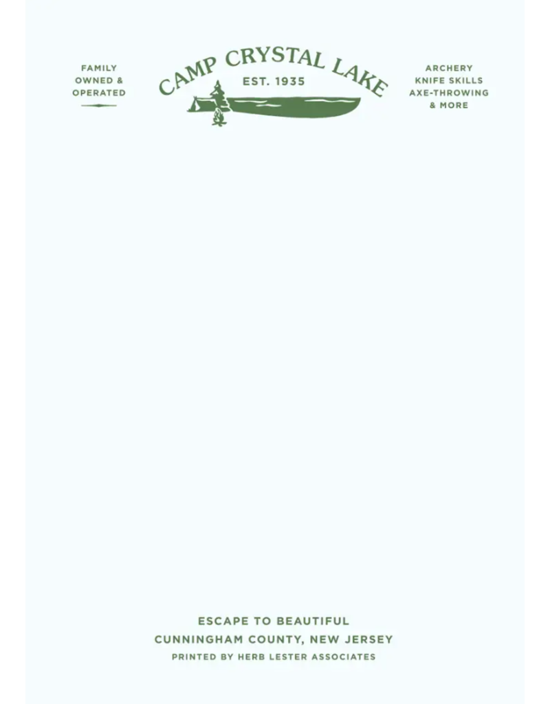 Fictional Hotel Notepad | Camp Crystal Lake
