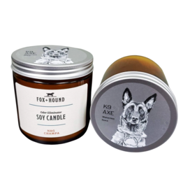 Fox + Hound Odor Eliminator Soy Candle | K9 Axe | Nag Champa