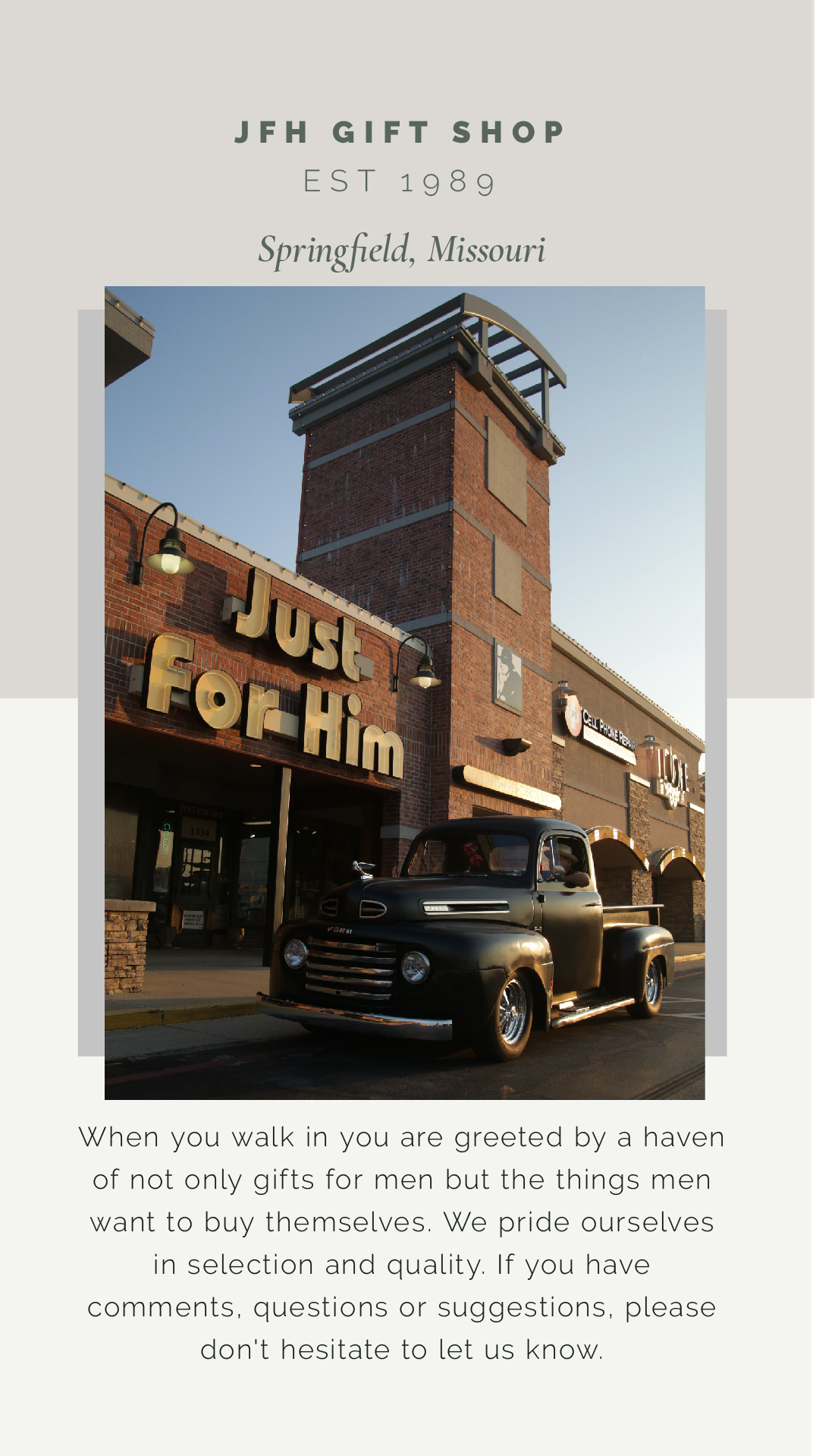 About us | JFH est 1989