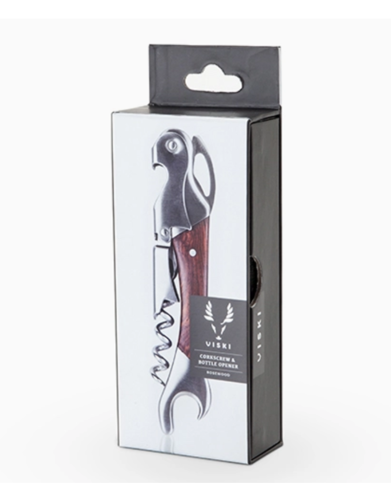 Viski Viski Double Opener Corkscrew | Wood & Stainless Steel