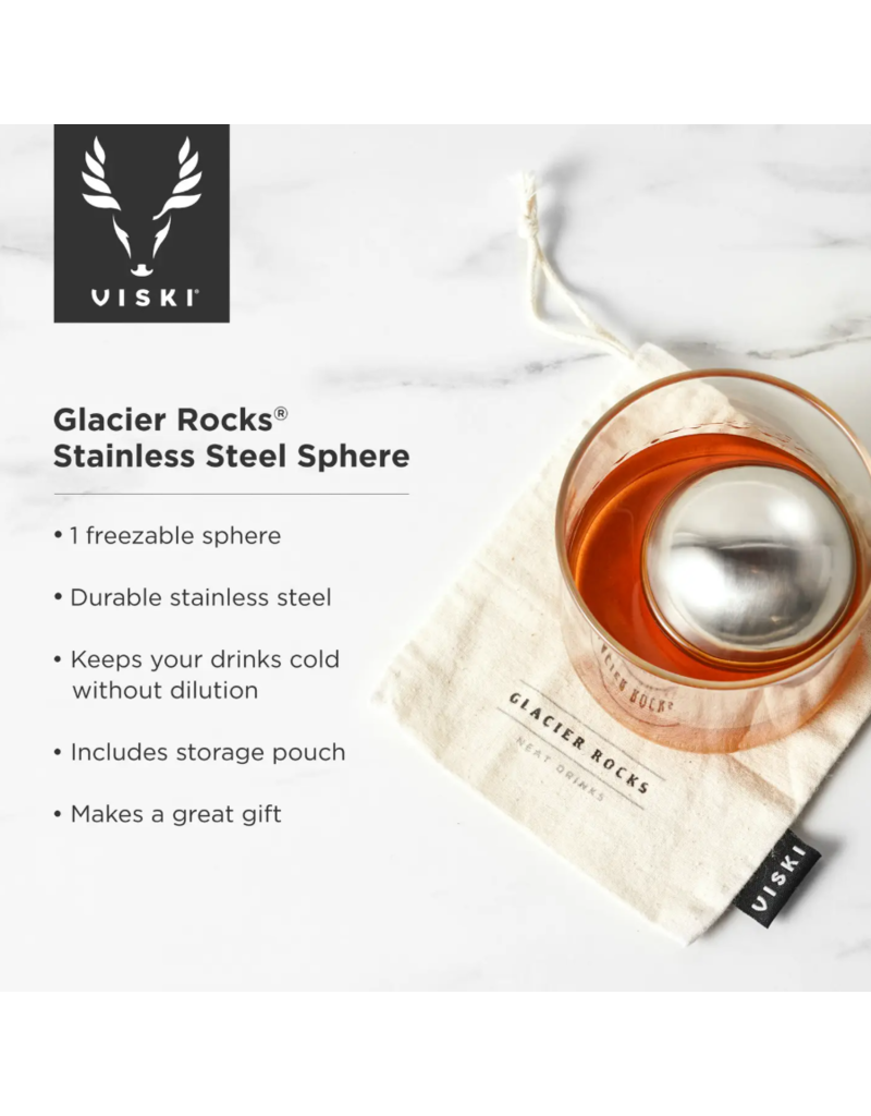 Viski Glacier Rocks | 1 Large Sphere | Stainless Steel