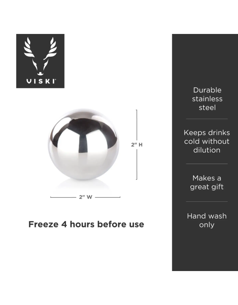 Viski Glacier Rocks | 1 Large Sphere | Stainless Steel