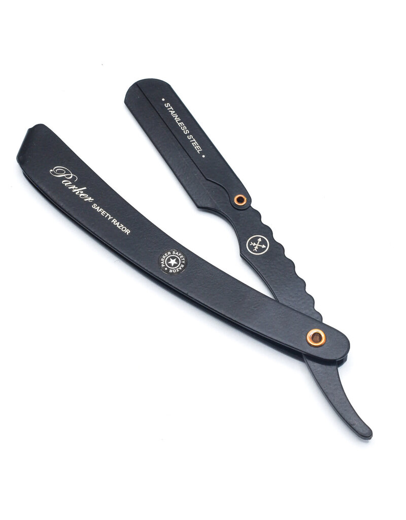Parker Parker Straight Edge Razor - Heavy Duty Stainless Steel W/ Black Finish