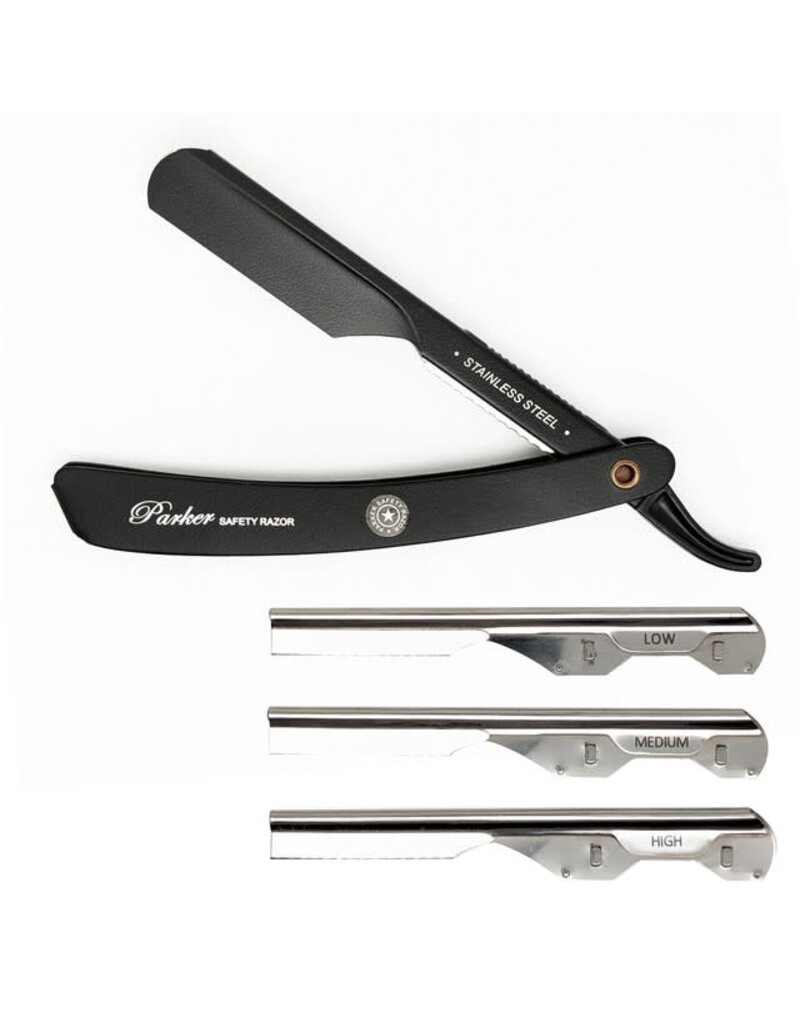 Parker Parker Straight Edge Barber Razor | PTABK | Adjustable Stainless Steel W/ Black Finish