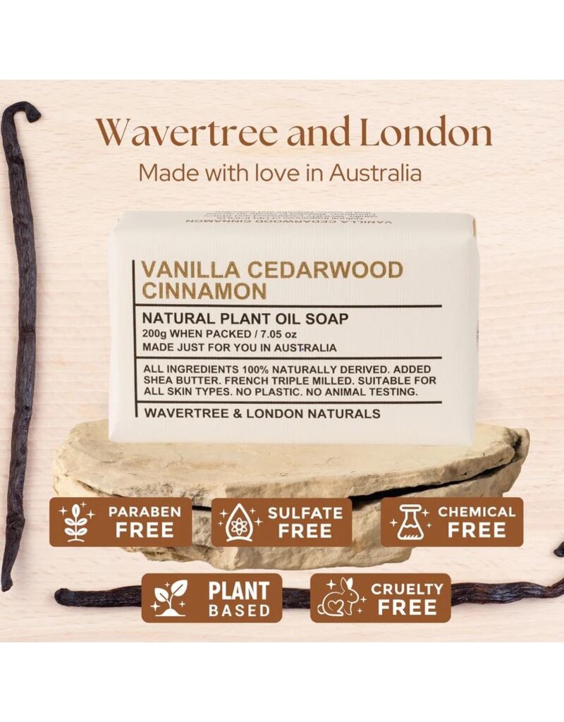 Australian Natural Soap Wavertree & London Bath Soap | Vanilla Cedarwood Cinnamon Bath Soap