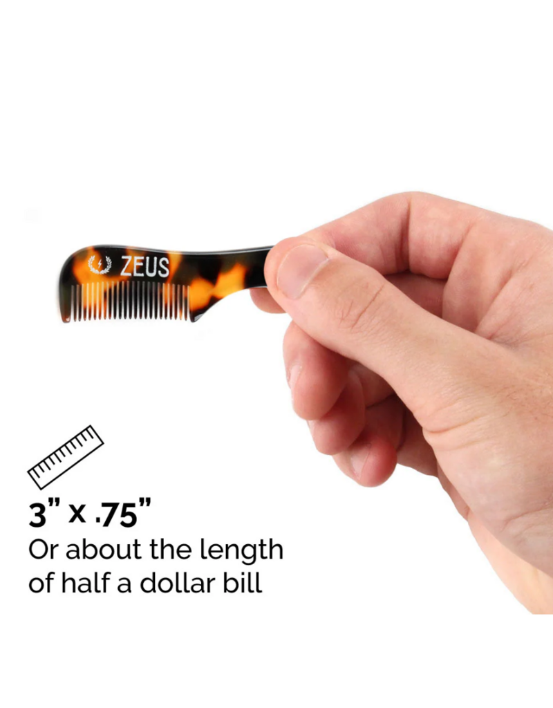 Zeus Zeus Mustache Comb | 3" Tortoiseshell
