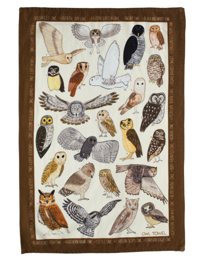 Unemployed Philosophers Guild Tea Towel | Owls