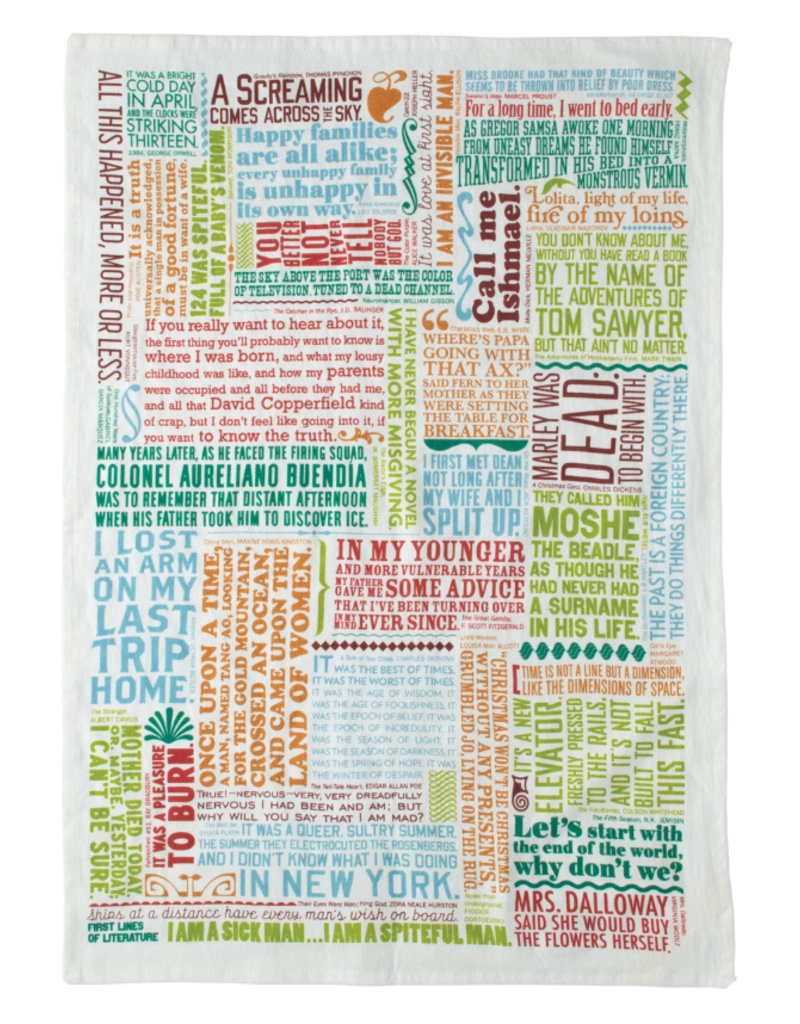 Unemployed Philosophers Guild Tea Towel | First Lines of Literature
