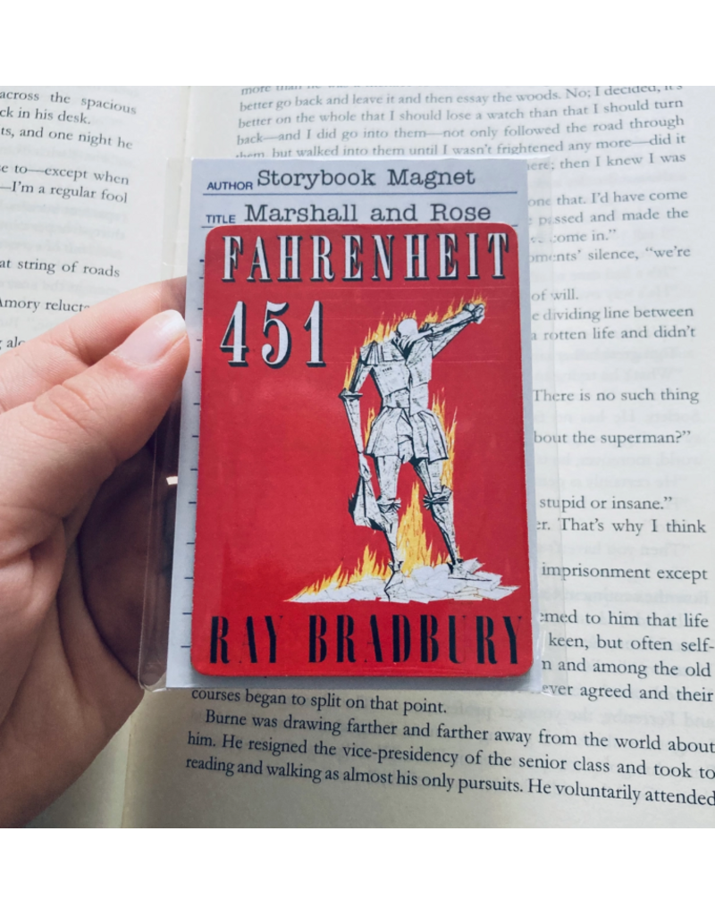 Marshall and Rose Bookish Wooden Magnet |  Fahrenheit 451