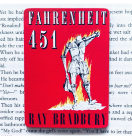 Marshall and Rose Bookish Wooden Magnet |  Fahrenheit 451