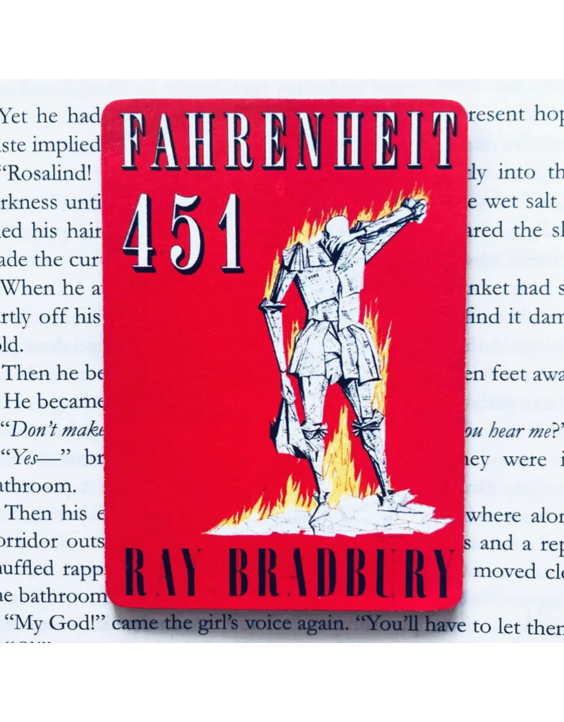 Marshall and Rose Bookish Wooden Magnet |  Fahrenheit 451