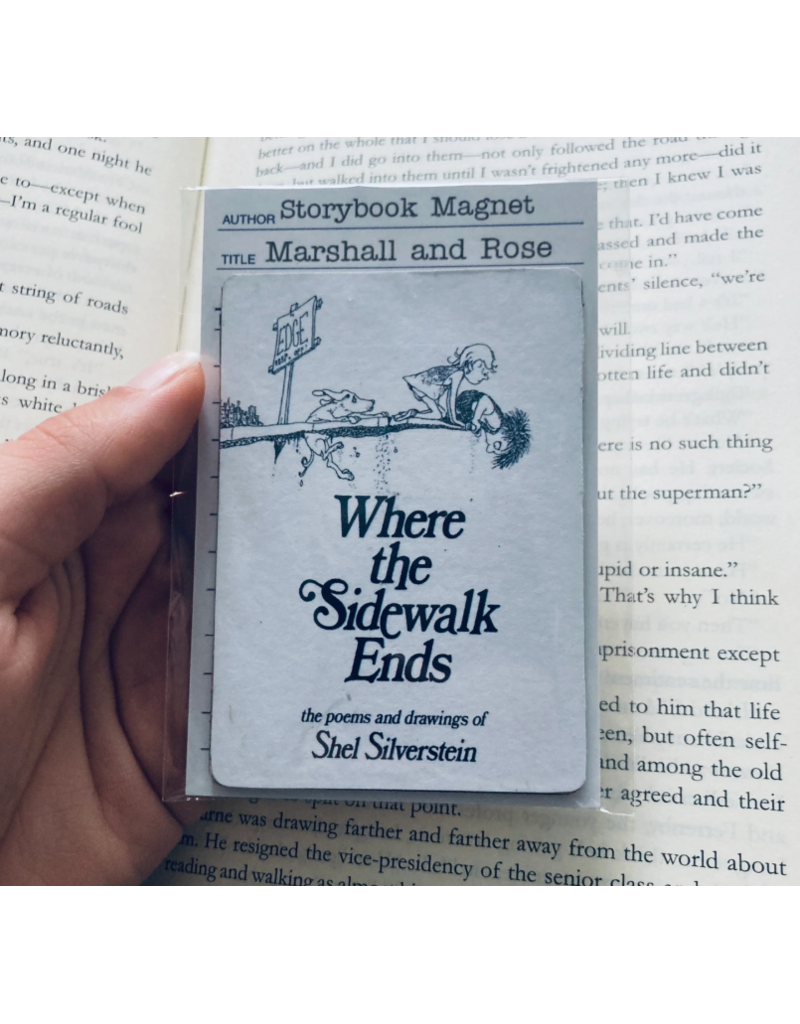 Marshall and Rose Bookish Wooden Magnet |  Where the Sidewalk Ends