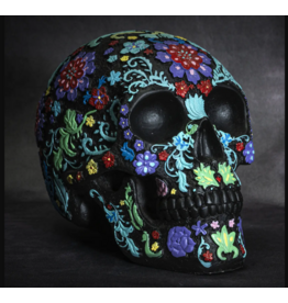 Pacific Giftware Black Floral Day of the Dead Skull