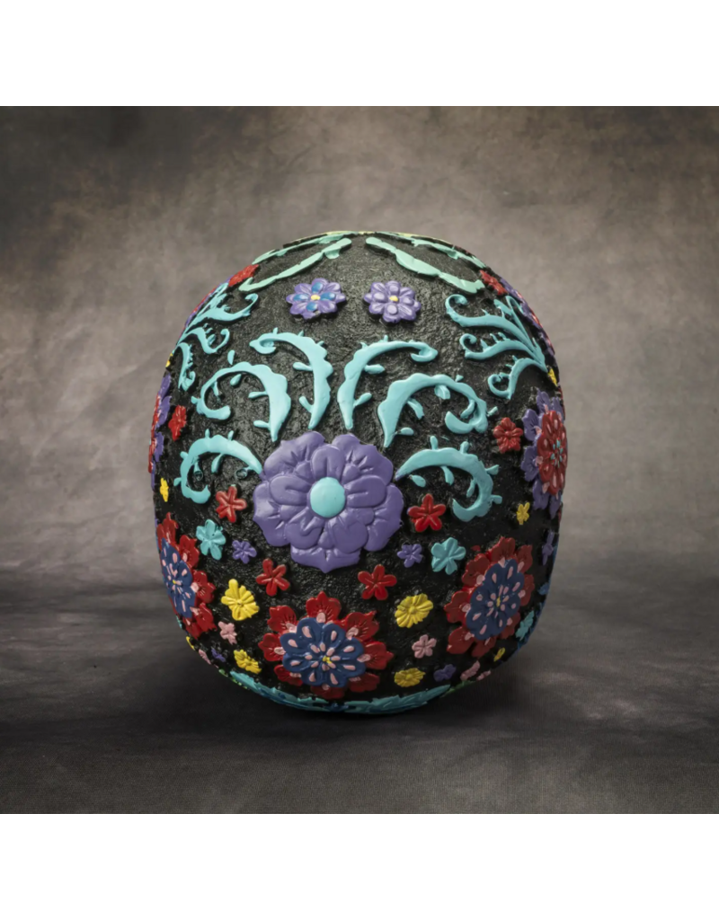 Pacific Giftware Black Floral Day of the Dead Skull