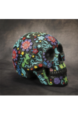 Pacific Giftware Black Floral Day of the Dead Skull