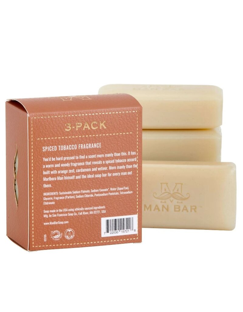 San Francisco Soap Co Man Bar Bath Soap | 3 Pack Mini | Spiced Tobacco