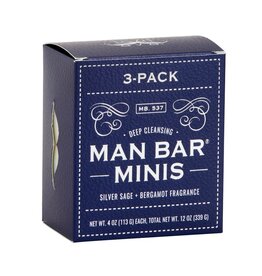 San Francisco Soap Co Man Bar Bath Soap | 3 Pack Mini | Silver Sage & Bergamot