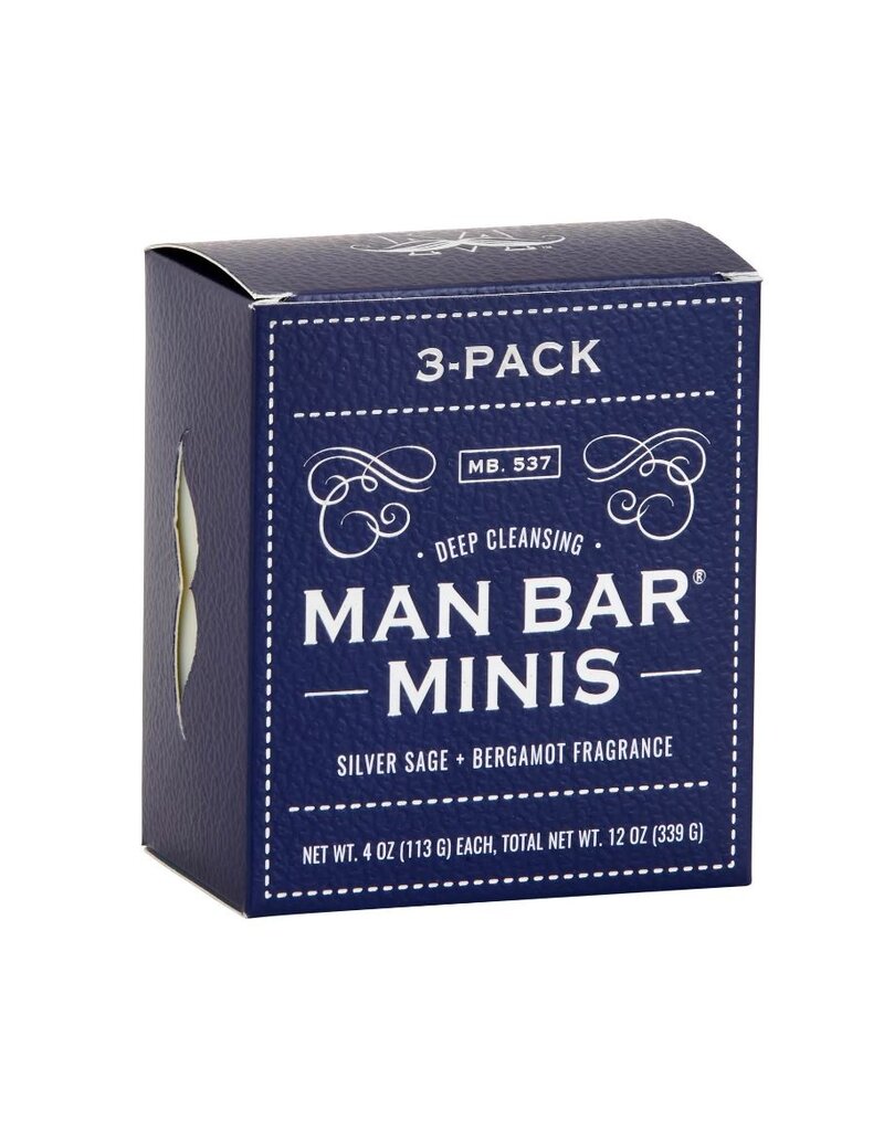 San Francisco Soap Co Man Bar Bath Soap | 3 Pack Mini | Silver Sage & Bergamot