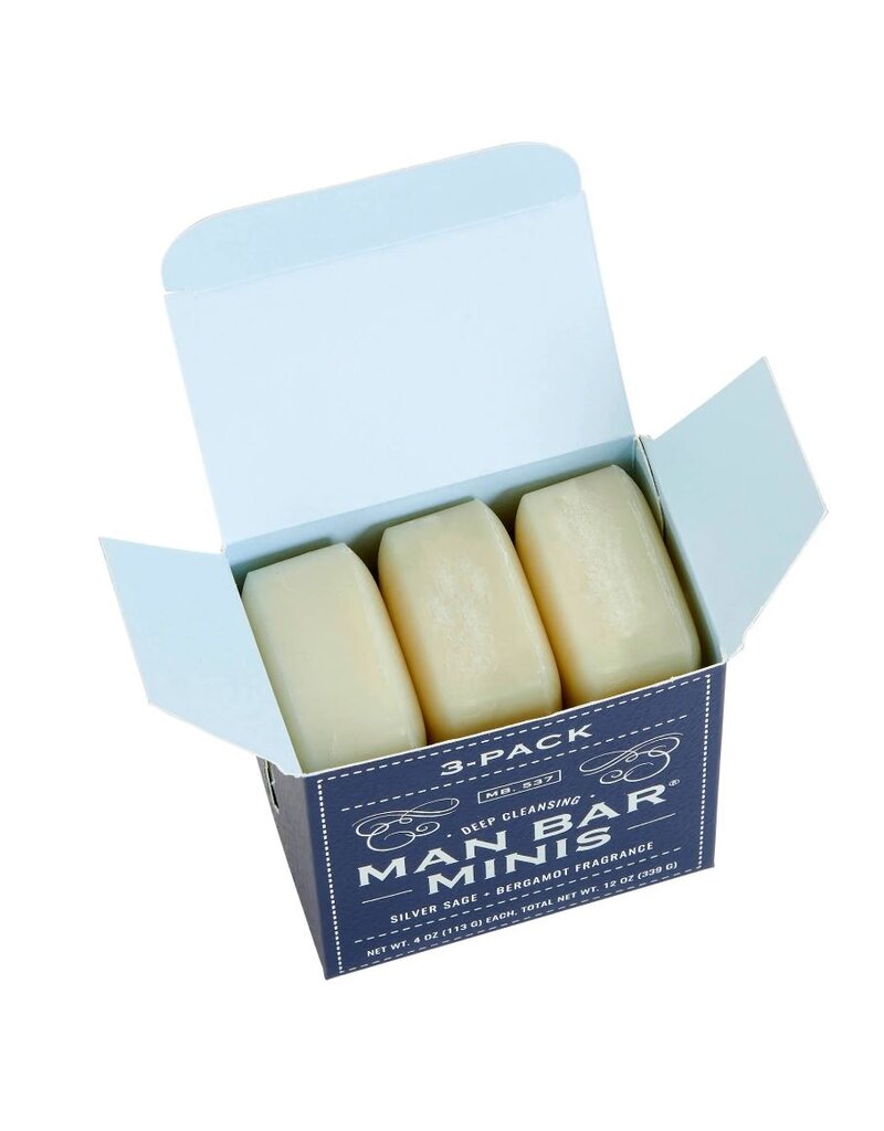 San Francisco Soap Co Man Bar Bath Soap | 3 Pack Mini | Silver Sage & Bergamot