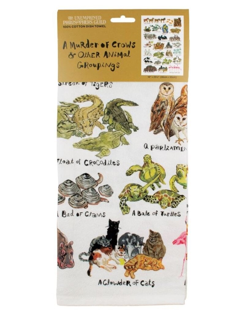 Unemployed Philosophers Guild Tea Towel | Animal Groupings