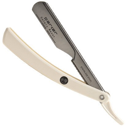 Parker Straight Edge Barber Razor - Push Type White - Just For Him 