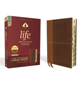 NIV, Life Application Study Bible, Third Edition, Large Print, Leathersoft, Brown, Red Letter Edition, Thumb Indexed