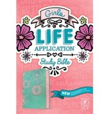 NLT Girls Life Application Study Bible - Teal/Pink Flowers