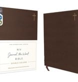NIV, Journal the Word Bible, Double-Column, Leathersoft, Brown, Red Letter Edition, Comfort Print