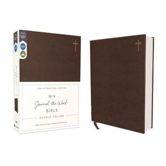 NIV, Journal the Word Bible, Double-Column, Leathersoft, Brown, Red Letter Edition, Comfort Print