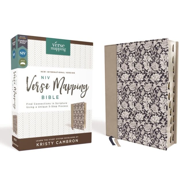 NIV, Verse Mapping Bible, Leathersoft, Navy Floral, Thumb Indexed, Comfort Print
