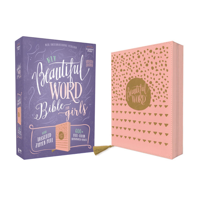 NIV, Beautiful Word Bible for Girls, Updated Edition, Leathersoft, Zippered, Pink, Red Letter, Comfort Print