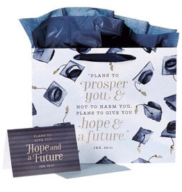 I Know the Plans Gray Plaid Medium Gift Bag - Jeremiah 29:11