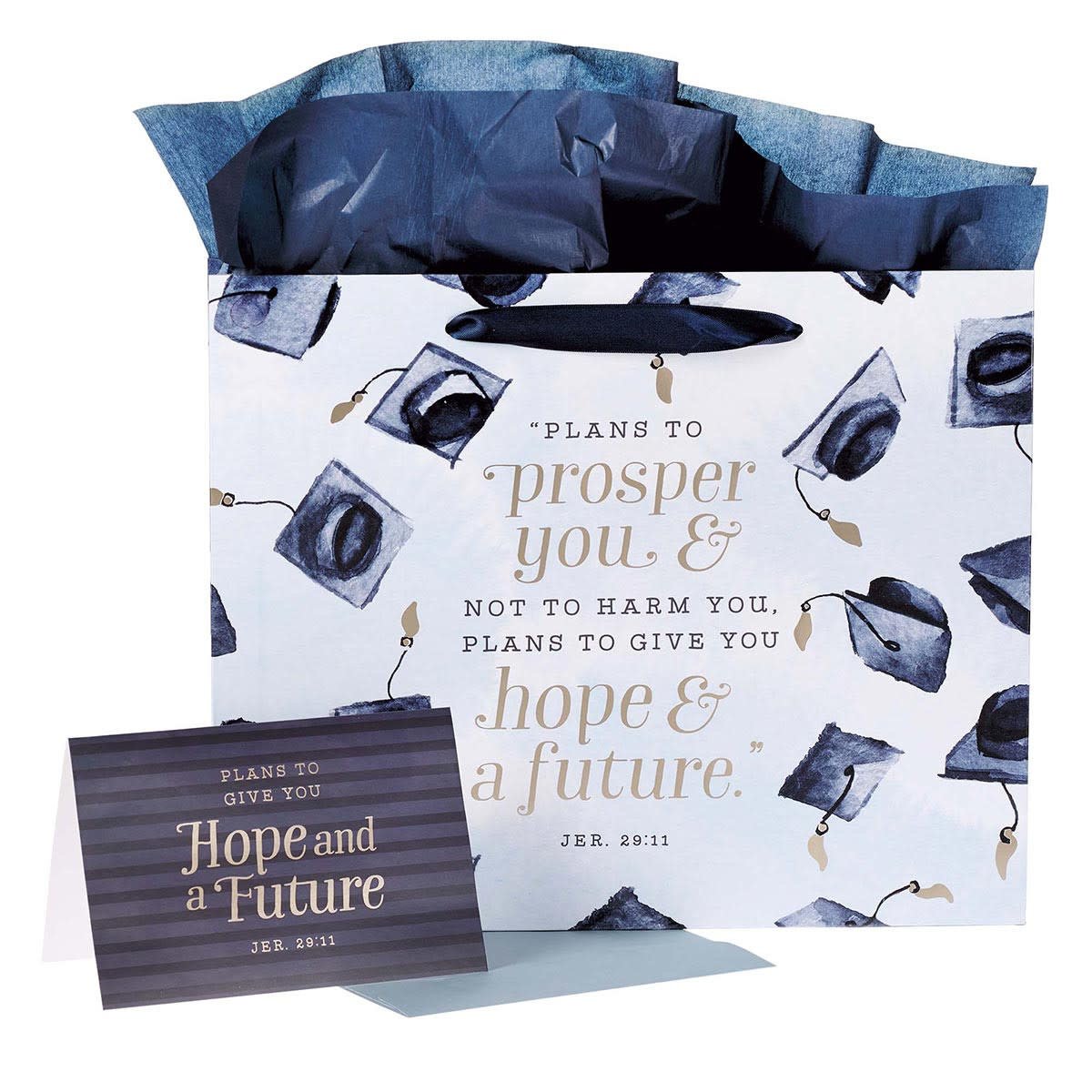 I Know the Plans Gray Plaid Medium Gift Bag - Jeremiah 29:11