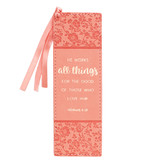 All Things Coral Faux Leather Bookmark - Romans 8:28