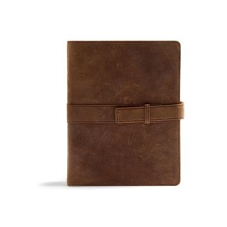 CSB Legacy Notetaking Bible, Tan Genuine Leather with Strap