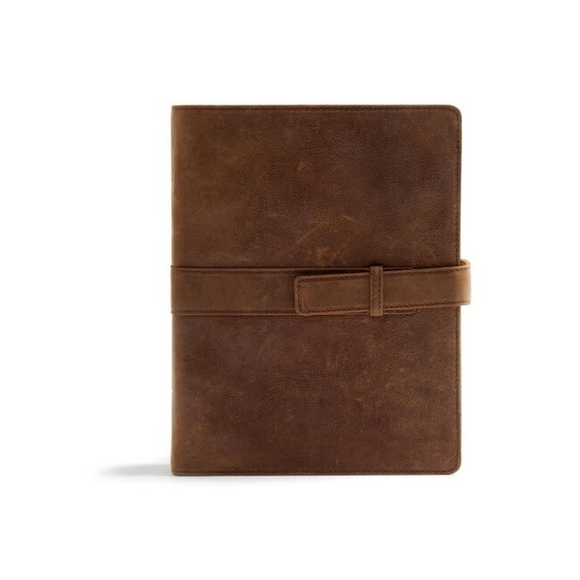 CSB Legacy Notetaking Bible, Tan Genuine Leather with Strap