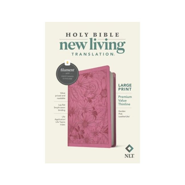 NLT Large Print Premium Value Thinline Bible, Filament-Enabled Edition (LeatherLike, Garden Pink)