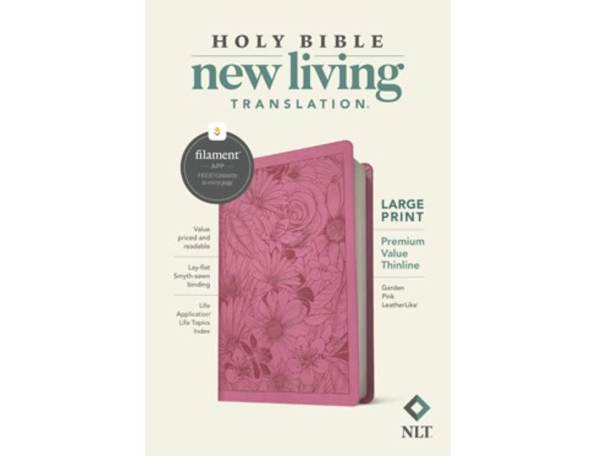 NLT Large Print Premium Value Thinline Bible, Filament-Enabled Edition (LeatherLike, Garden Pink)