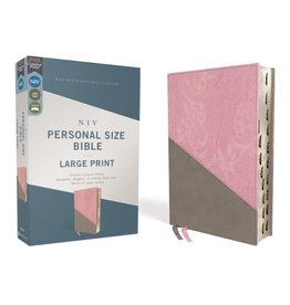 NIV, Personal Size Bible, Large Print, Leathersoft, Pink/Gray, Red Letter, Thumb Indexed, Comfort Print