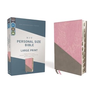 NIV, Personal Size Bible, Large Print, Leathersoft, Pink/Gray, Red Letter, Thumb Indexed, Comfort Print NIV, Personal Size Bible, Large Print, Leathersoft, Pink/Gray, Red Letter, Thumb Indexed, Comfort Print