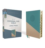 NIV, Personal Size Bible, Large Print, Leathersoft, Teal/Gold, Red Letter, Thumb Indexed, Comfort Print