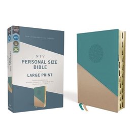 NIV, Personal Size Bible, Large Print, Leathersoft, Teal/Gold, Red Letter, Thumb Indexed, Comfort Print