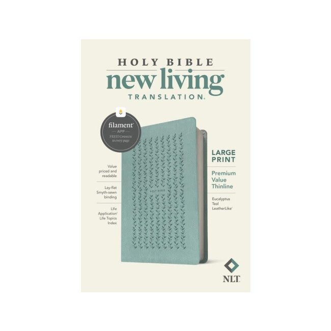NLT Prem. Value Thinline Bible, LP Filament Enabled Ed. LL Eucalyptus Teal - Black Letter